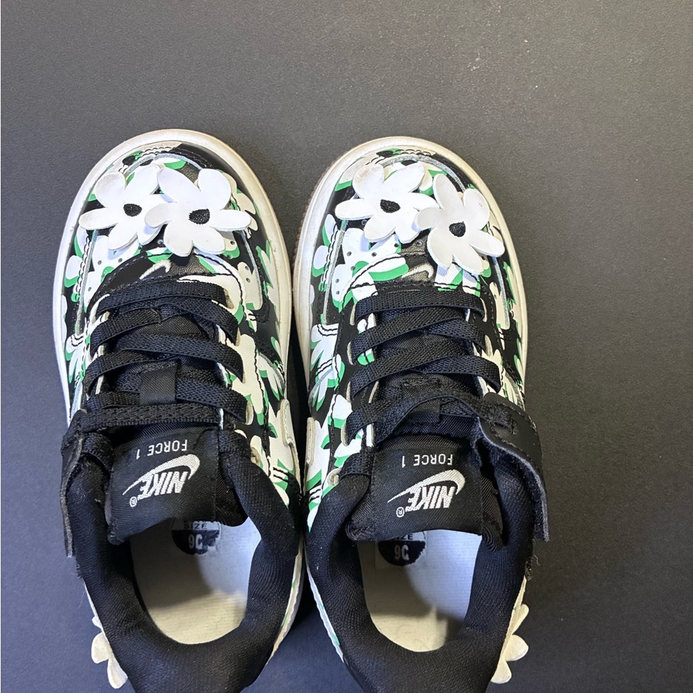 Nike Kids Black and White Floral Sneakers